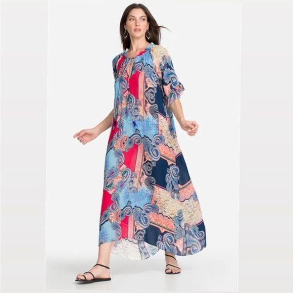 Johnny Was Dresses & Skirts - Johnny Was Cordelia Ruffle Sleeve Midi Dress NWT Plus Size Paisley SZ 1X Blue